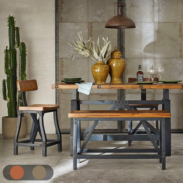 INK+IVY Lancaster Counter Stool with Back in Amber, One Size FPF20-0312