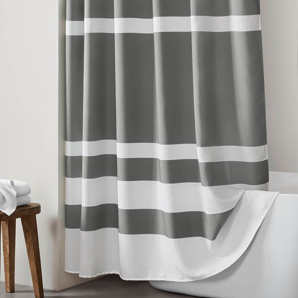 Madison Park Spa Waffle Shower Curtain with 3M Treatment in Charcoal, 72x72" MP70-8449 - Image 2