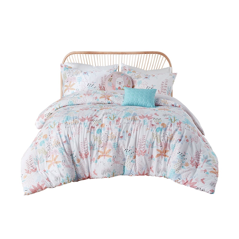 Urban Habitat Kids Iris Woodland Animals Cotton Reversible Comforter Set in Blush, Twin UHK10-0156 - Image 3