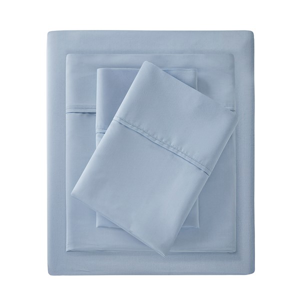 Madison Park 1500 Thread Count Cotton Blend 4 PC Sheet Set in Blue, Queen MP20-6409 - Image 3
