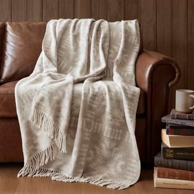 Woolrich Alberta Cotton Blend Throw in Neutral Aztec, 50x60" WR50-4089