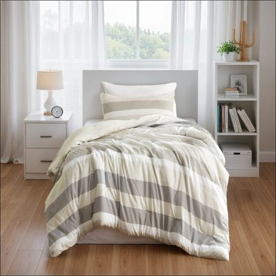 Regency Heights Blais Stripe Textured Print Comforter Set in Neutral, Twin/Twin XL RH10-0016