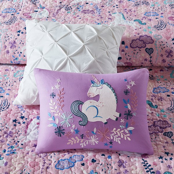 Urban Habitat Kids Lola Unicorn Reversible Cotton Quilt Set with Throw Pillows in Pink, Full/Queen UHK13-0103 - Image 3