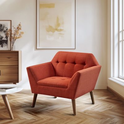INK+IVY Newport Wide Mid-Century Modern Lounge Chair in Spice, One Size II100-0468