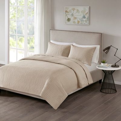 510 Design Otto 3 Piece Reversible Quilt Set in Khaki, Full/Queen 5DS13-0032