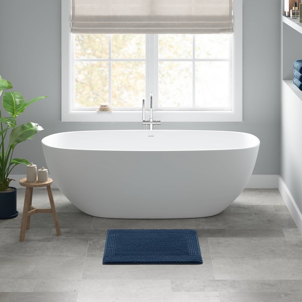 Madison Park Signature Splendor 100% Cotton Tufted 3000 GSM Reversible Bath Rug in Navy, 20x30" MPS72-579 - Image 3