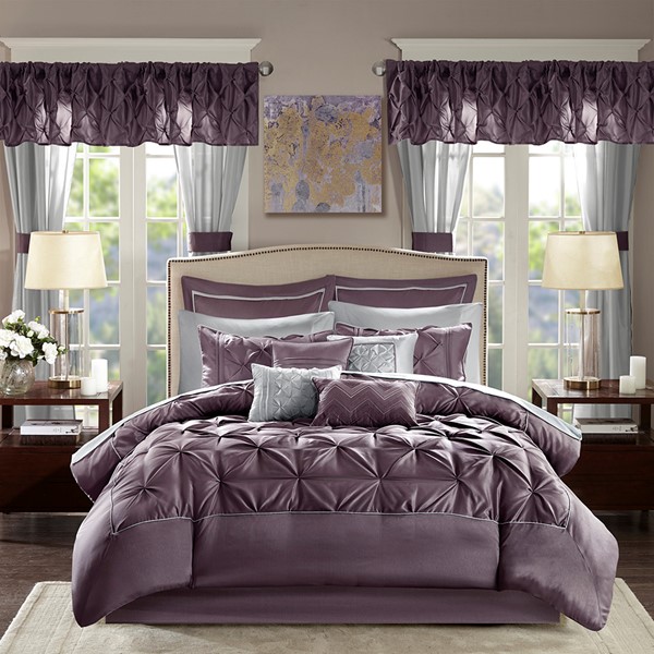 Madison Park Essentials Joella 24 Piece Room in a Bag in Plum, Queen MPE10-698 - Image 3