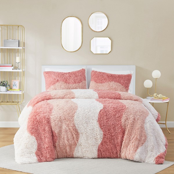 Intelligent Design Cassie Ombre Shaggy Faux Fur Comforter Set in Blush Multi, Twin/Twin XL ID10-2230 - Image 2