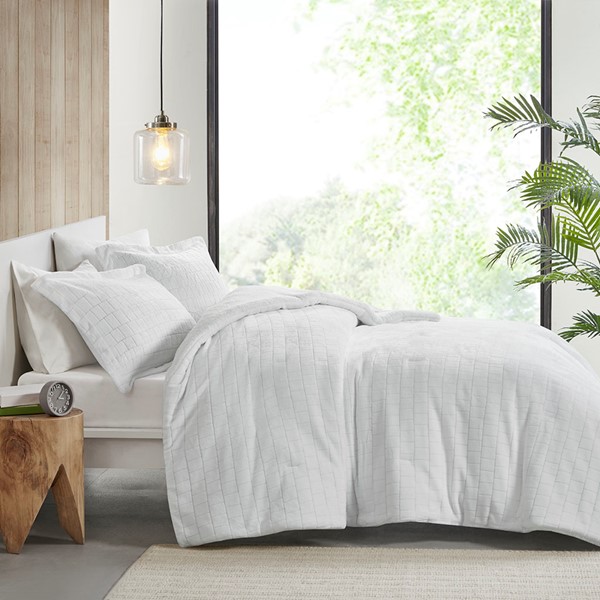 True North by Sleep Philosophy Laurie Plush to Sherpa Comforter Set in Ivory, King/Cal King TN10-0476 - Image 7
