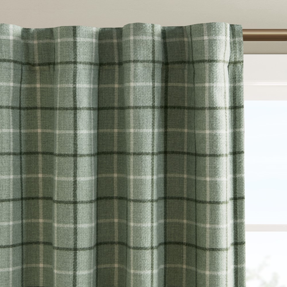 Madison Park Anaheim Plaid Rod Pocket and Back Tab Curtain Panel with Fleece Lining in Green, 50x84" MP40-8295 - Image 5