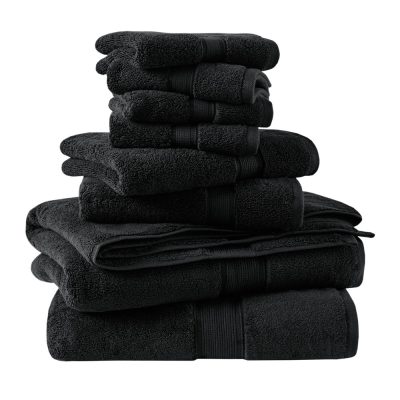 Madison Park Signature 800GSM 100% Cotton 8 Piece Towel Set in Black, 8-Piece MPS73-320