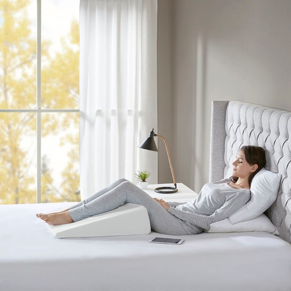 Sleep Philosophy Memory Foam Wedge Pillow in White, 22x24x7" BASI30-0523 - Image 4