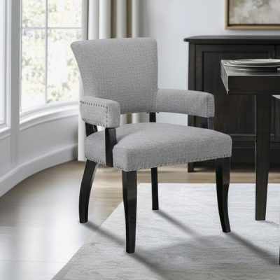Madison Park Dawson Upholstered Dining Chair with Padded Arm in Grey, One Size MP100-0043