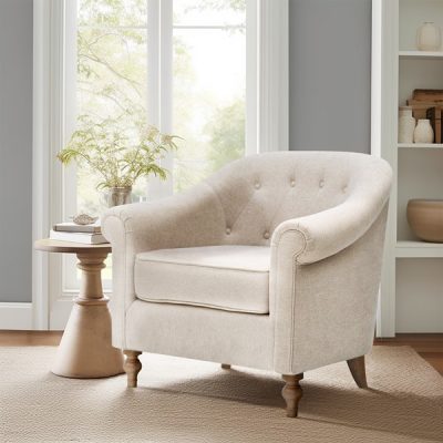 Martha Stewart Fayette Tufted Accent Arm Chair in Cream, One Size MT100-1190