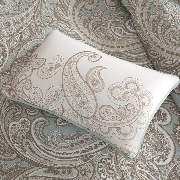 Madison Park Pure Ronan 4 Piece Cotton Quilt Set with Trhow Pillow in Blue, Full/Queen MPP13-049 - Image 4