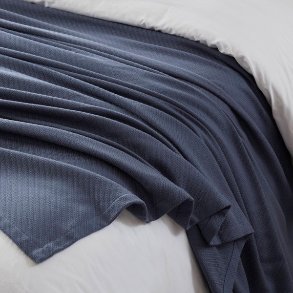 Madison Park Liquid Cotton Blanket in Navy, Twin MP51N-8379 - Image 4
