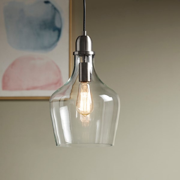 INK+IVY Auburn Bell Shaped Hanging Glass Pendant Light in Bronze/Clear, Dia.9" MP151-0198 - Image 5