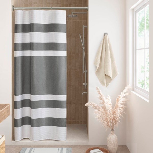 Madison Park Spa Waffle Shower Curtain with 3M Treatment in Charcoal, 72x72" MP70-8449 - Image 7