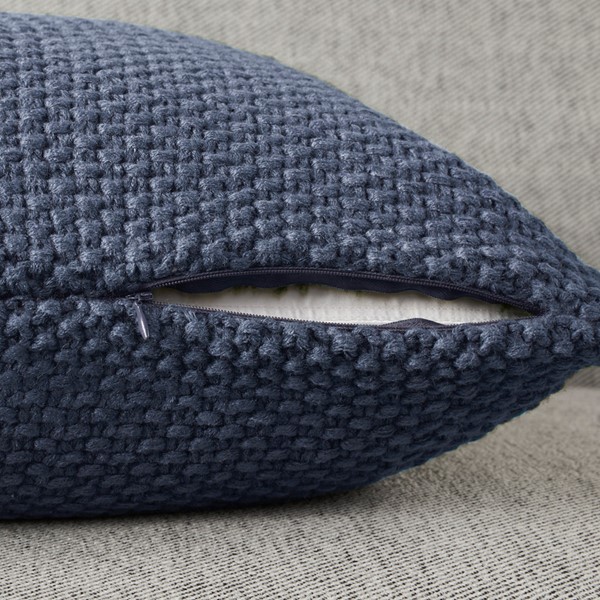 INK+IVY Bree Knit Euro Pillow Cover in Indigo, 26x26" II30-1147 - Image 5