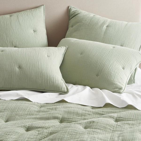 Harbor House Blue Breeze cotton gauze embroidered Euro Sham in Sage, Euro Sham HH11-1891 - Image 4