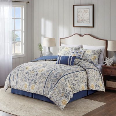 Harbor House Blue Livia 6 Piece Cotton Comforter Set, Cal King HH10-1802
