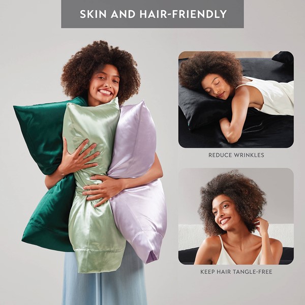 Madison Park Essentials Satin Luxury 2 PC Pillowcases in Black, Standard MPE21-776 - Image 2