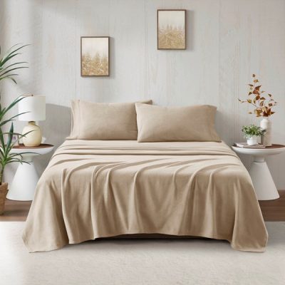 True North by Sleep Philosophy Micro Fleece Sheet Set in Khaki, Cal King SHET20-742