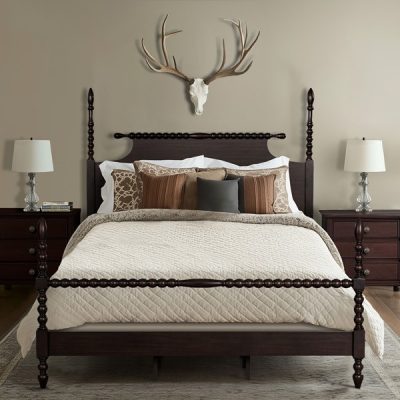 Madison Park Signature Beckett Turned Wood Spindle Bed in Morocco Brown, King MPS115-0059U2