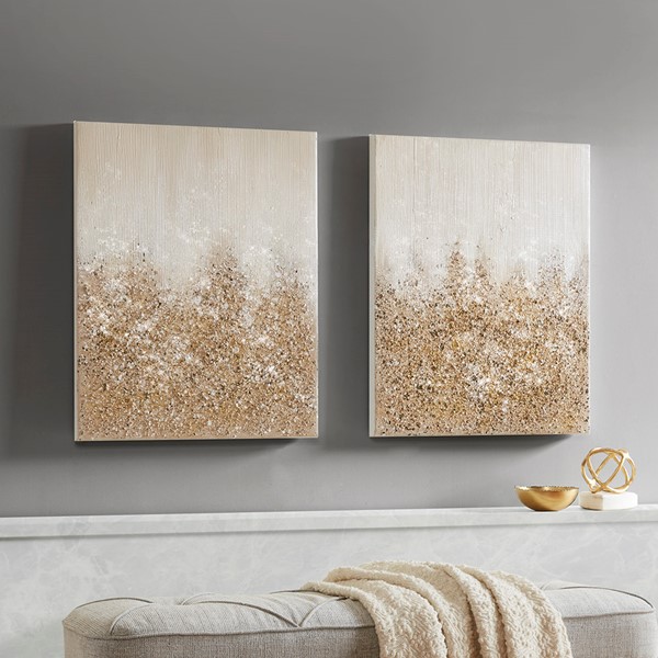 Madison Park Glimmer Heavily Embellished 2-piece Canvas Wall Art Set in Gold, 2-Piece MP95C-0173 - Image 5