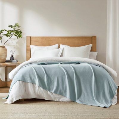 Madison Park Liquid Cotton Blanket in Blue, Full/Queen BL51N-0609