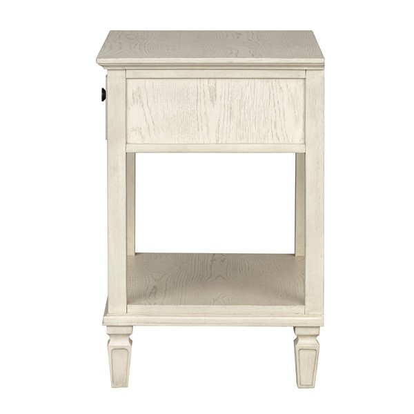 Madison Park Signature Victoria one-drawer wood bedside table with shelf in Antique Cream, One Size MPS136-0311 - Image 3