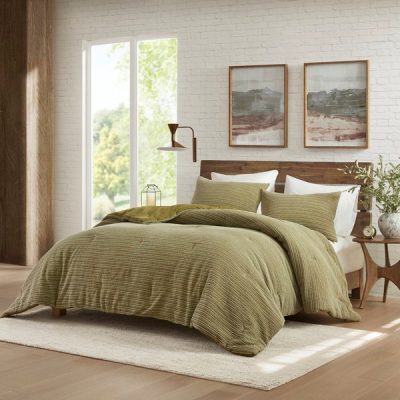 Woolrich Lyon Waffle Washed Comforter Set in Green, King/Cal King WR10-4039