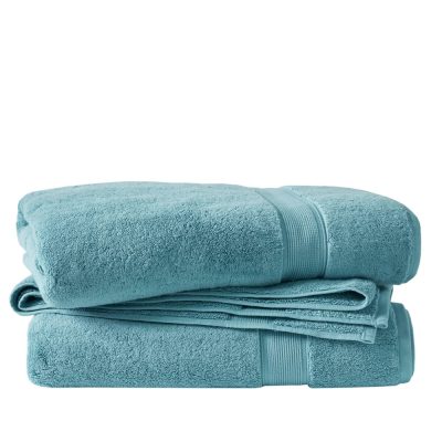 Madison Park Signature 800GSM 100% Cotton Bath Sheet 2 Piece Set in Aqua, 34x68" - 2PK MPS73-461