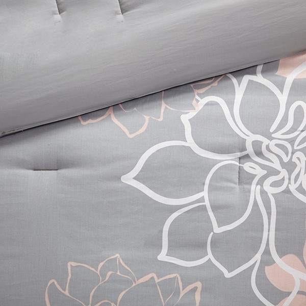 Madison Park Lola Printed Cotton Sateen Comforter Set in Grey/Peach, Queen MP10-5670 - Image 3