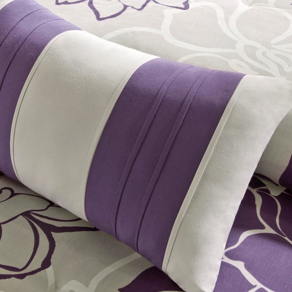 Madison Park Lola Printed Cotton Sateen Comforter Set in Taupe Grey/Purple, Twin/Twin XL MP10-436 - Image 4