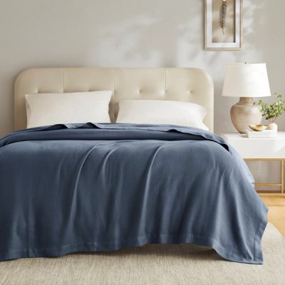Madison Park 100% Certified Egyptian Cotton Blanket in Blue, King MP51N-6430