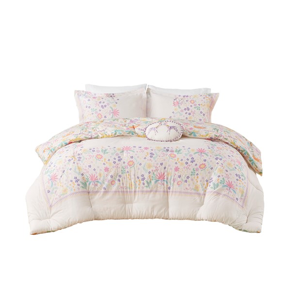 Urban Habitat Kids Lulu Floral Reversible Cotton Comforter Set with Throw Pillow in Purple, Full/Queen UHK10-0231 - Image 2