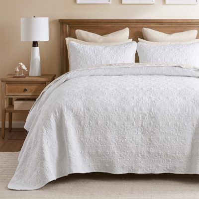 Madison Park Quebec Reversible Bedspread Set in White, Queen MP13-1569
