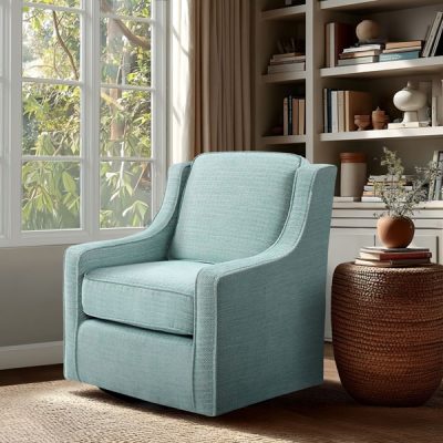 Madison Park Harris Upholstered Swivel Armchair in Dusty Aqua, One Size MP103-0702