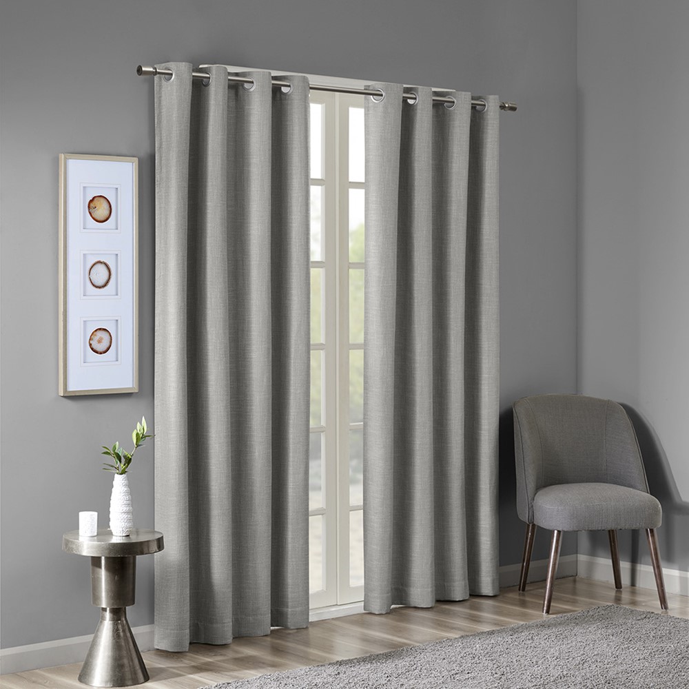 SunSmart Maya Printed Heathered Blackout Grommet Top Curtain Panel in Grey, 50x84" SS40-0028 - Image 4