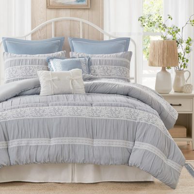 Madison Park Perryn Comforter Set in Blue, Queen MP10-8931