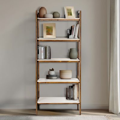 Madison Park Parker Shelf / Bookcase in Off-White/Pecan, One Size MP138-0128