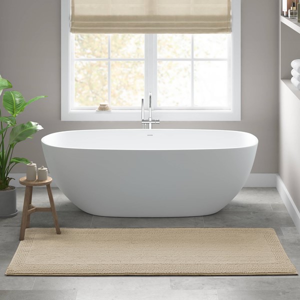 Madison Park Signature Splendor 100% Cotton Tufted 3000 GSM Reversible Bath Rug in Natural, 20x30" MPS72-559
