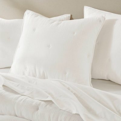 Harbor House Blue Breeze cotton gauze embroidered Euro Sham in White, Euro Sham HH11-1893