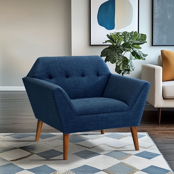 INK+IVY Newport Wide Mid-Century Modern Lounge Chair Set of 2 in Blue, Set of 2 II100-0526 - Image 5