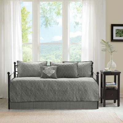 Madison Park Quebec 6 Piece Reversible Daybed Cover Set in Dark Grey, Daybed MP13-6458