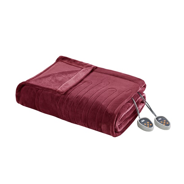 Beautyrest Plush Heated Blanket in Red, Full BR54-0526 - Image 2