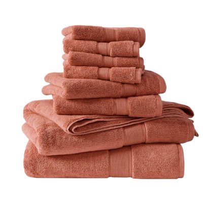 Madison Park Signature 800GSM 100% Cotton 8 Piece Towel Set in Coral, 8-Piece MPS73-195