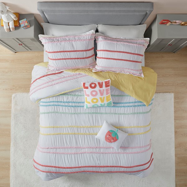Urban Habitat Kids Haisley Cotton Duvet Cover Set with Chenille Trim in Pink, Full/Queen UHK12-0173