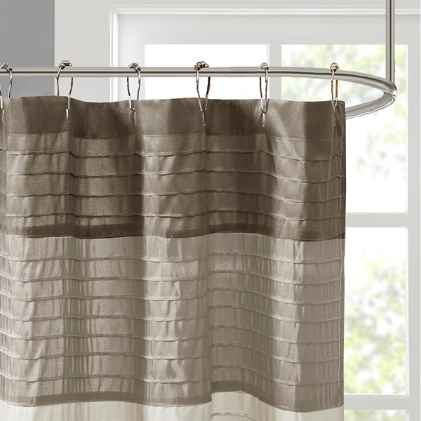 Madison Park Amherst Faux Silk Shower Curtain in Natural, 72x72" MP70-223 - Image 6